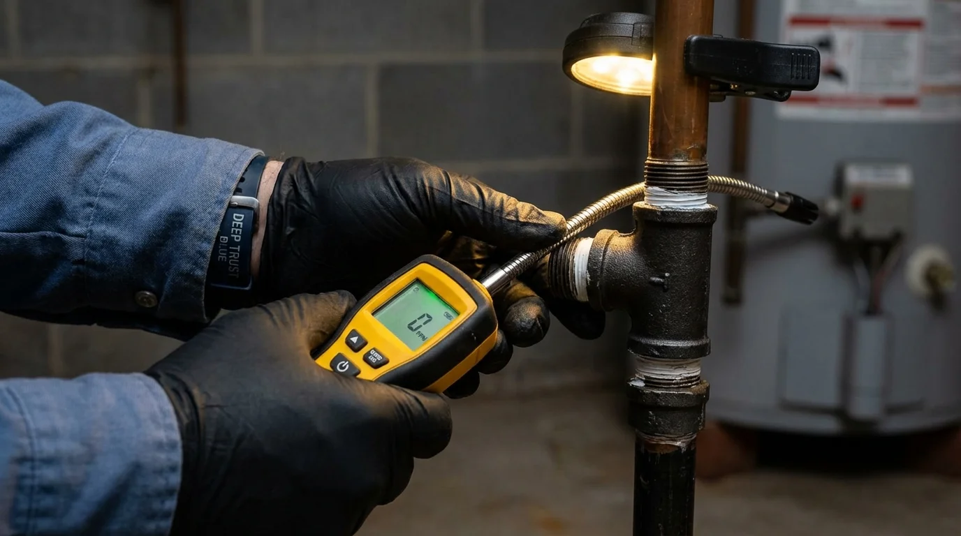 Gas leak detection with electronic sniffer by Johns Plumbing LLC in Covington